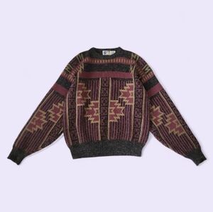 Vintage 90s Geometric Aztec Sweater Size L